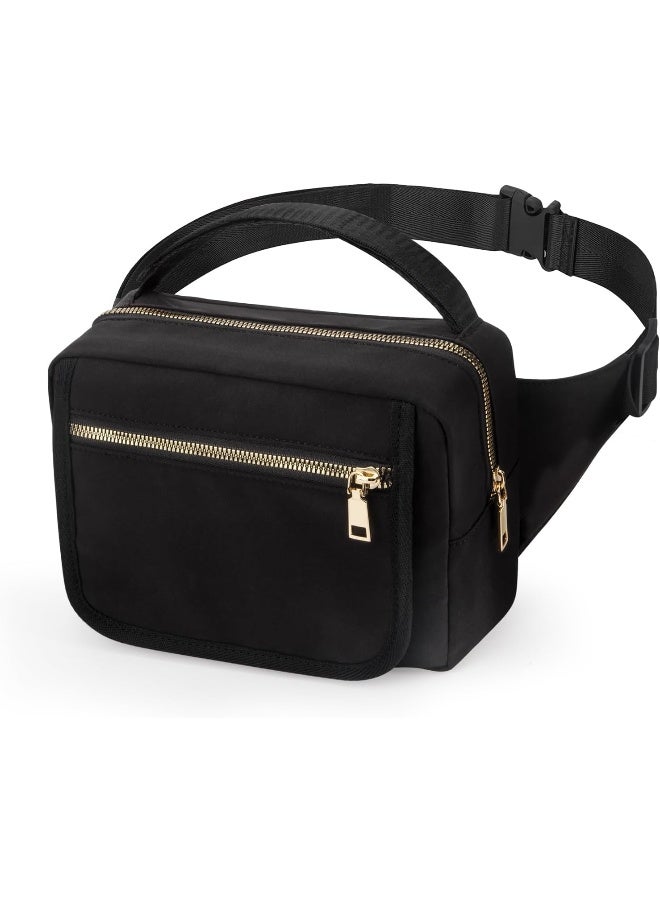 printe Small Diaper Bag with Portable Changing Pad, Crossbody Women Waist Bag with Wipes Pocket for Travel, Stroller Funny Pack, Black - Image 1
